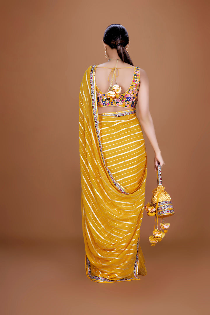 URJA - Amber Yellow Organza & Georgette Saree