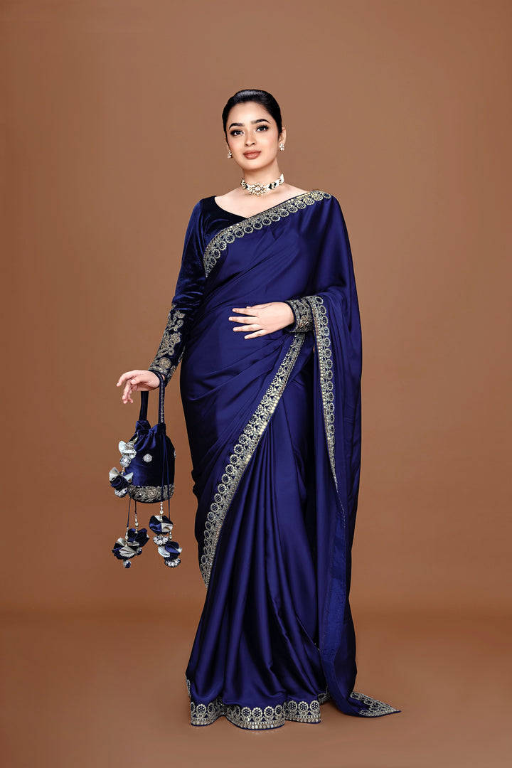 ADIRA - Mulberry Purple Satin Saree Set