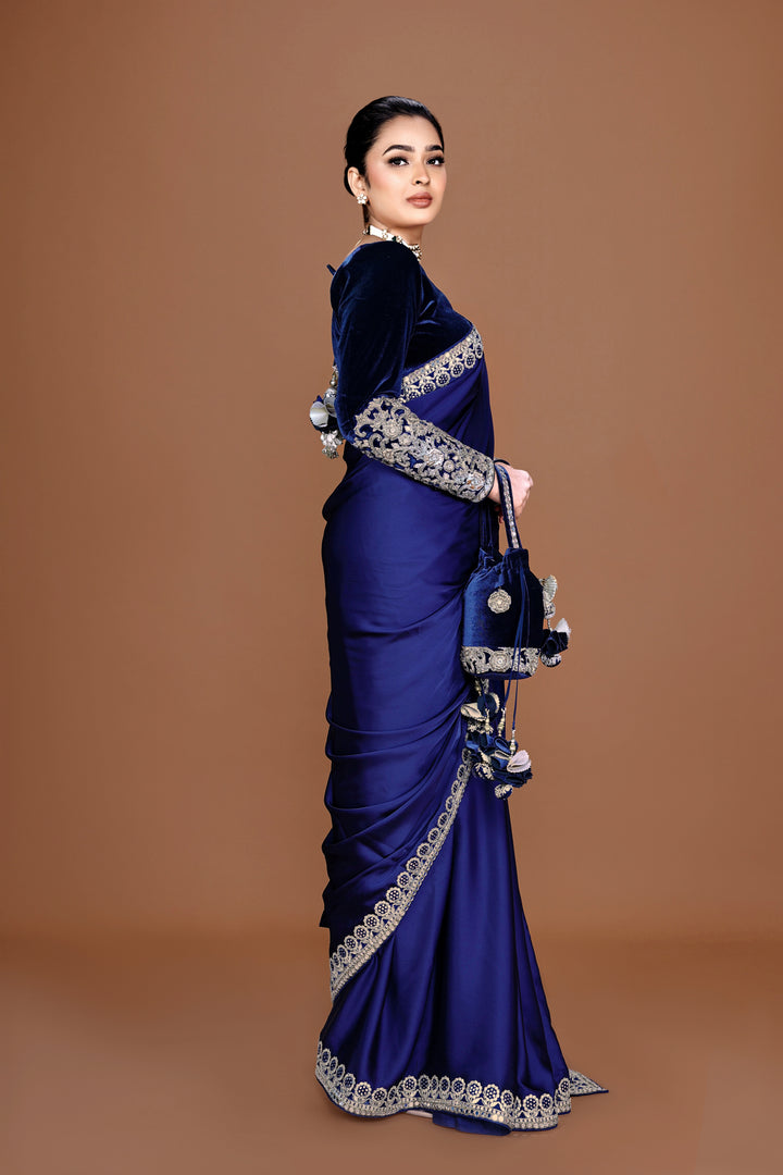 ADIRA - Mulberry Purple Satin Saree Set