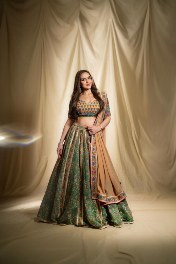 Aranya - Fern Green Kalamkari Lehenga Set