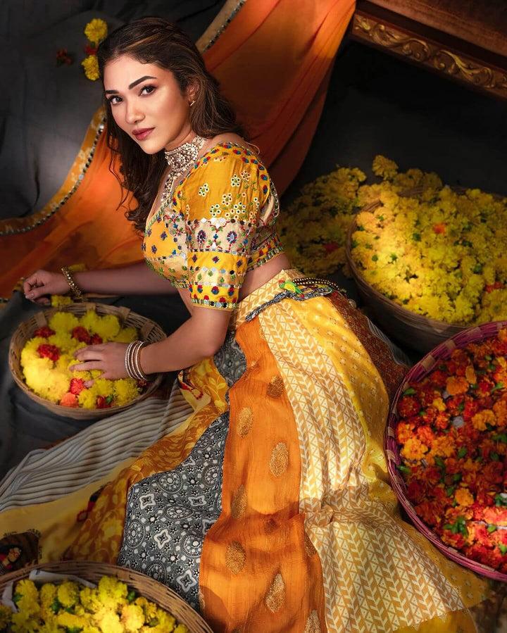 MULTICOLORED SUSTAINABLE EMBELLISHED LEHENGA