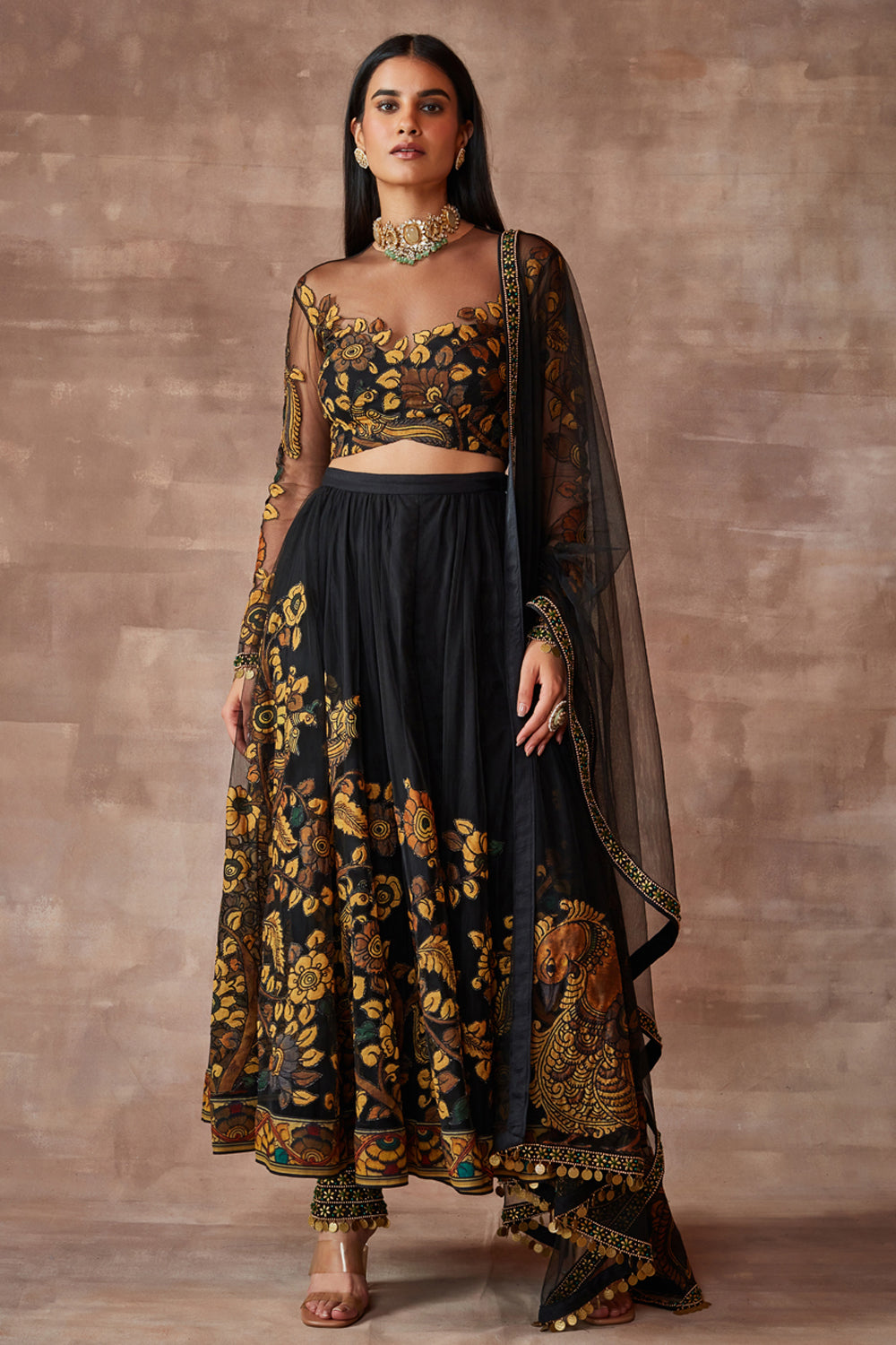 Behroz- Kalam ki chamak anarkali set- Ink Black